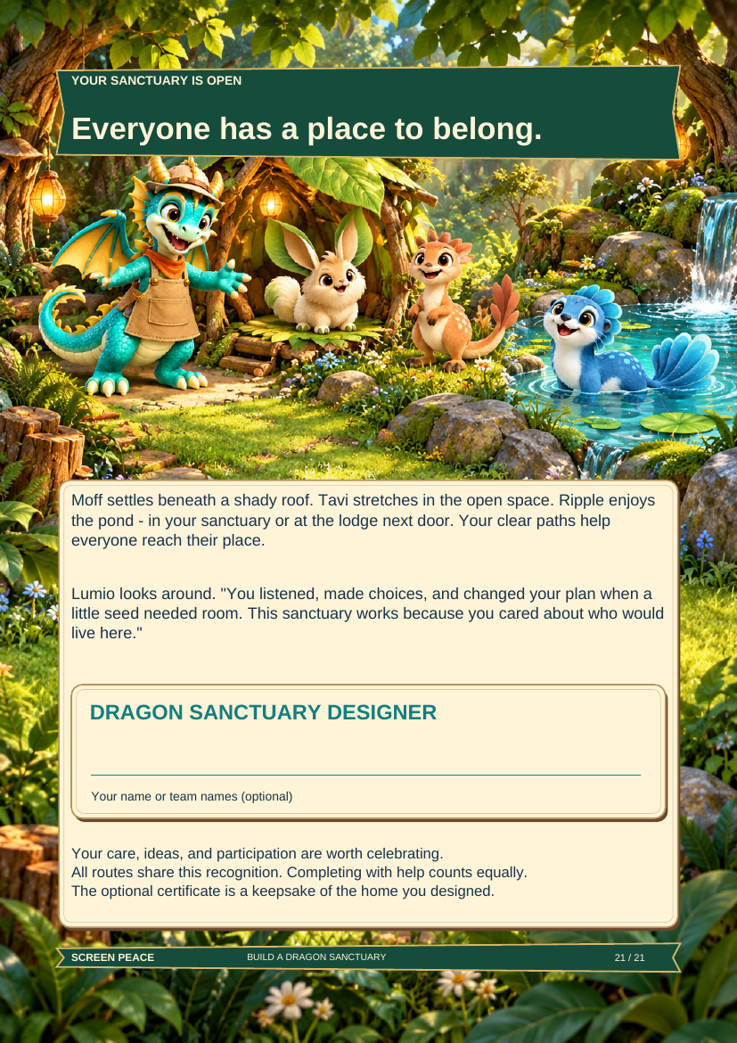The closing page: everyone has a place to belong